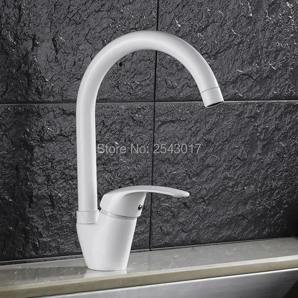 

Grilled White Painted Kitchen Mixer Faucet 360 Swivel Spout Deck Mounted Sink Taps Torneira cozinha ZR588