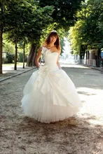 Romantic Ball Gown Wedding Dress Custom Made 2016 vestido branco Charming Handmade Flowers Tulle Long Elegant Bride Dresses