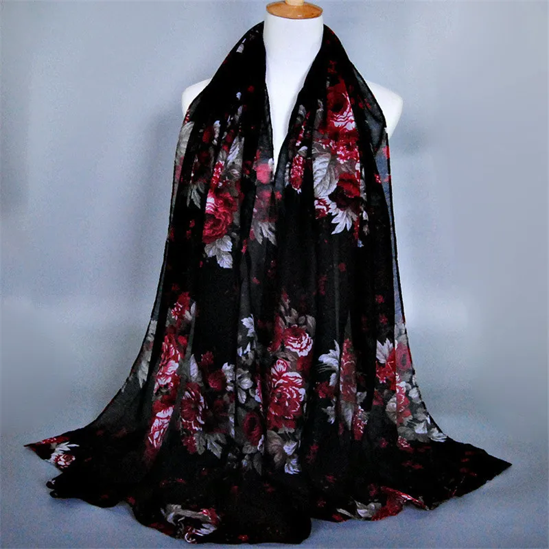10 цветов платок woemn Бандана с цветочным принтом каракули длинные шали из вискозы хиджаб головы пашмины мусульманские шарфы палантин глушитель - Цвет: 5