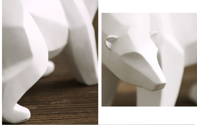 Абстрактный полимерный белый медведь статуя скульптура Геометрическая мебель украшение дома аксессуары современный Рождественский подарок статуи животных