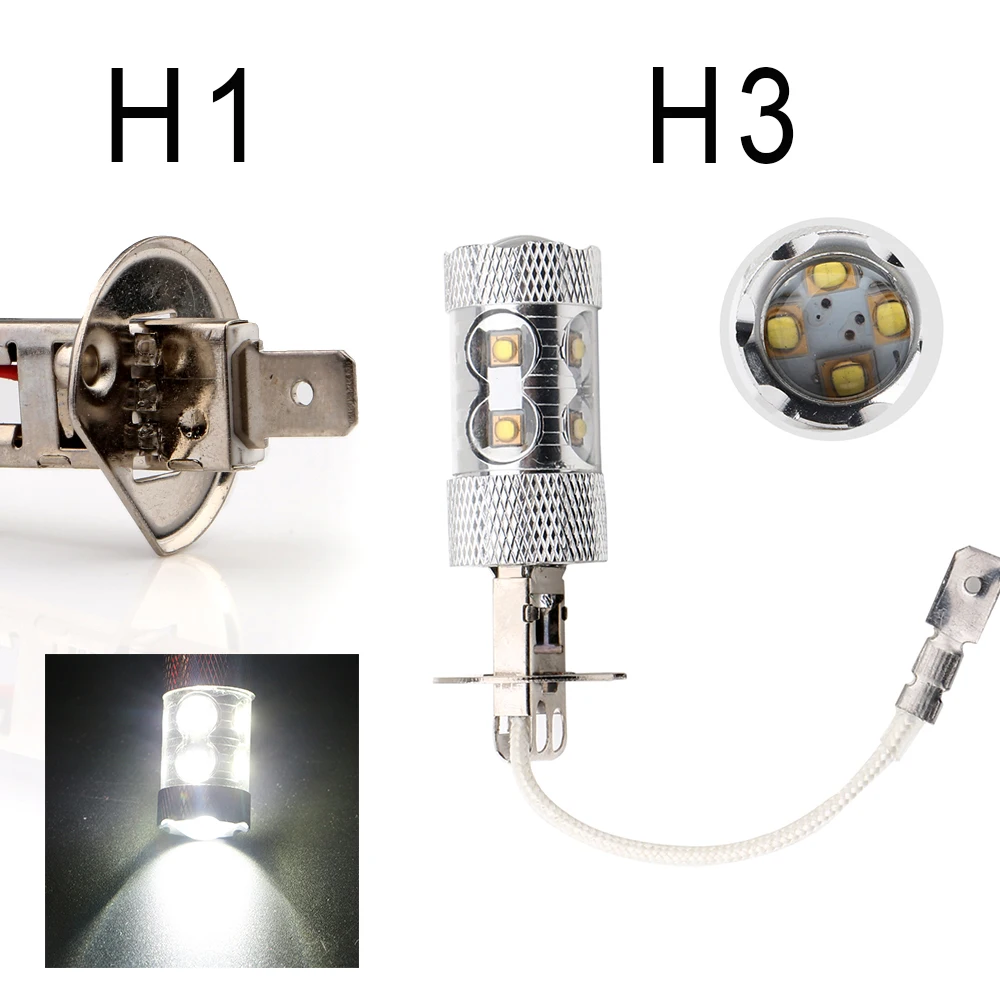 2 шт. светлый объектив 50 W 10 SMD светодиодные лампы H1 H3 H4 H7 H11 H16 P13W авто фары Противотуманные фары освещения 1200Lm DC 9-30 в 6500-8000 K