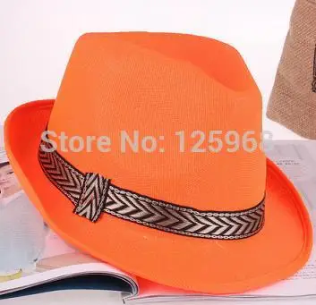 Новинка года 5 шт./лот модные для мужчин/для женщин взрослых сплошной цвет Fedoras яркая шляпа повседневное шляпа 12 цветов