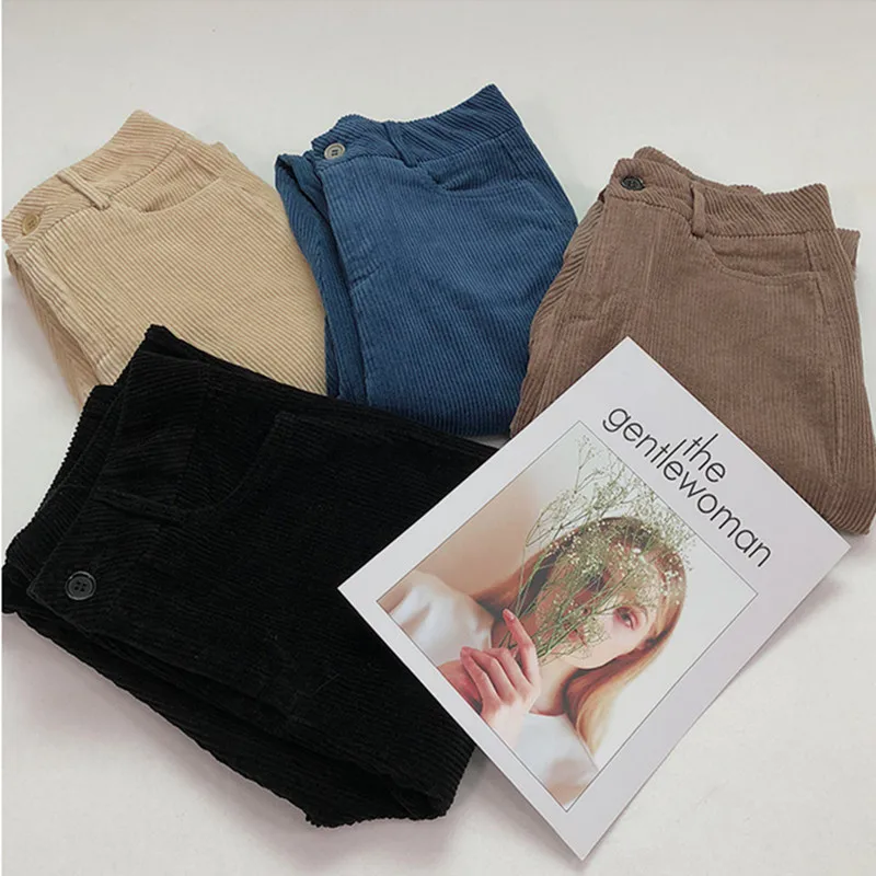 

WSYORE Casual Long Trousers Women Corduroy Pants Autumn and Winter New Loose Korean Retro Thick Velvet Women Lunan Pants NS849