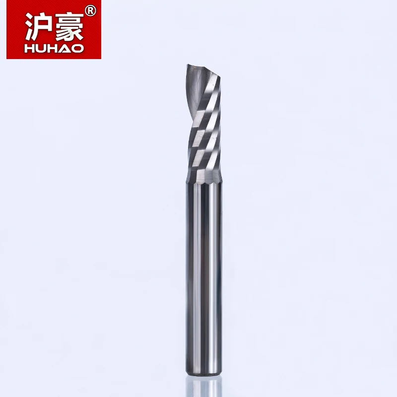 HUHAO 1pc 6mm One Flute Spiral Engrving Bits CNC End Mill Tungsten Carbide Router Tool PCB Milling Cutter Router Bits for Wood