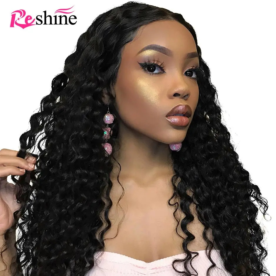 

Reshine Hair Deep Curly 13*6 Lace Front Wigs 150% Density Pre Plucked Peruvian Human Hair Wigs For Black Women Remy Hair