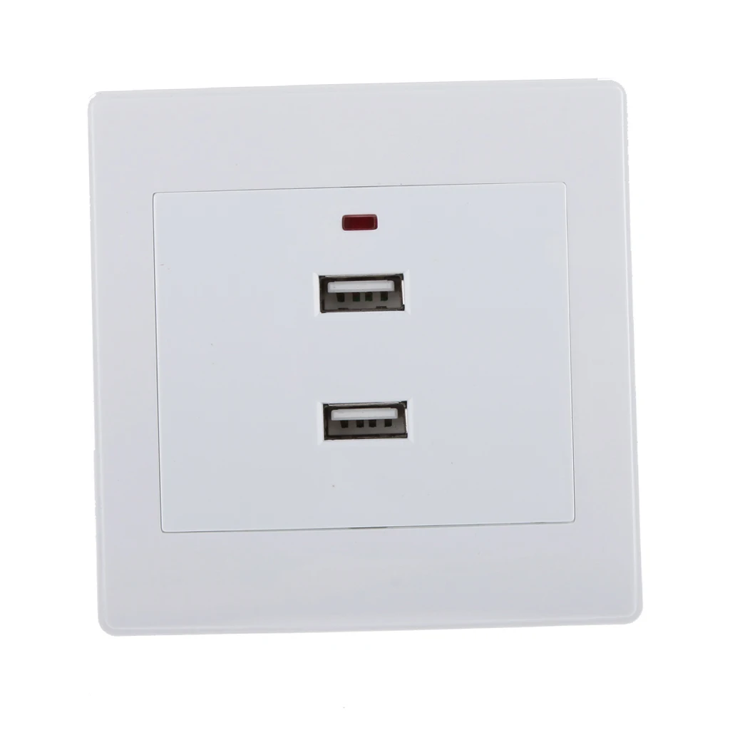 Dual USB Electric Wall Socket Charger AC Power Outlet Plate Panel Station Plug White