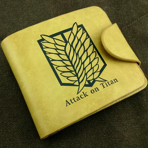 

Anime Attack On Titan PU leather wallet w/wings of liberty yellow color multi-layer card layers wallet