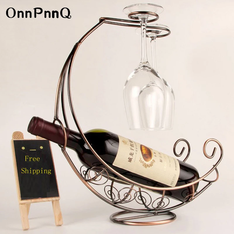OnnPnnQ креативный металлический Винный Стеллаж подвесной держатель для вина пиратский корабль форма барная подставка для вина 3 цвета Домашний Декор Принадлежности для бара