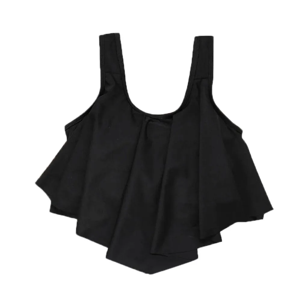 black ruffle bathing suit top