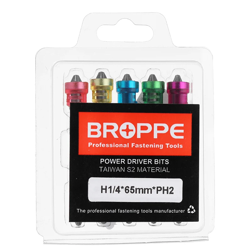 Broppe 5 шт. двойная головка 65 мм Магнитная отвертка PH2 биты ABS кольцо 1/4 дюйма