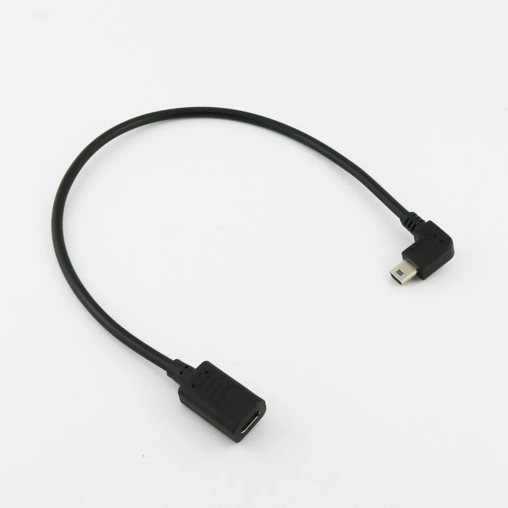 10x USB 3.1 Type C Female to USB Mini 5Pin Right Angle Male Plug Data Sync Charging Connector Cable Cord 30CM/1FT