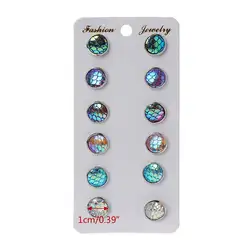 6 пар красота fmermaid весы круглые кристаллы Ассорти серьги гвоздики комплект для женщин