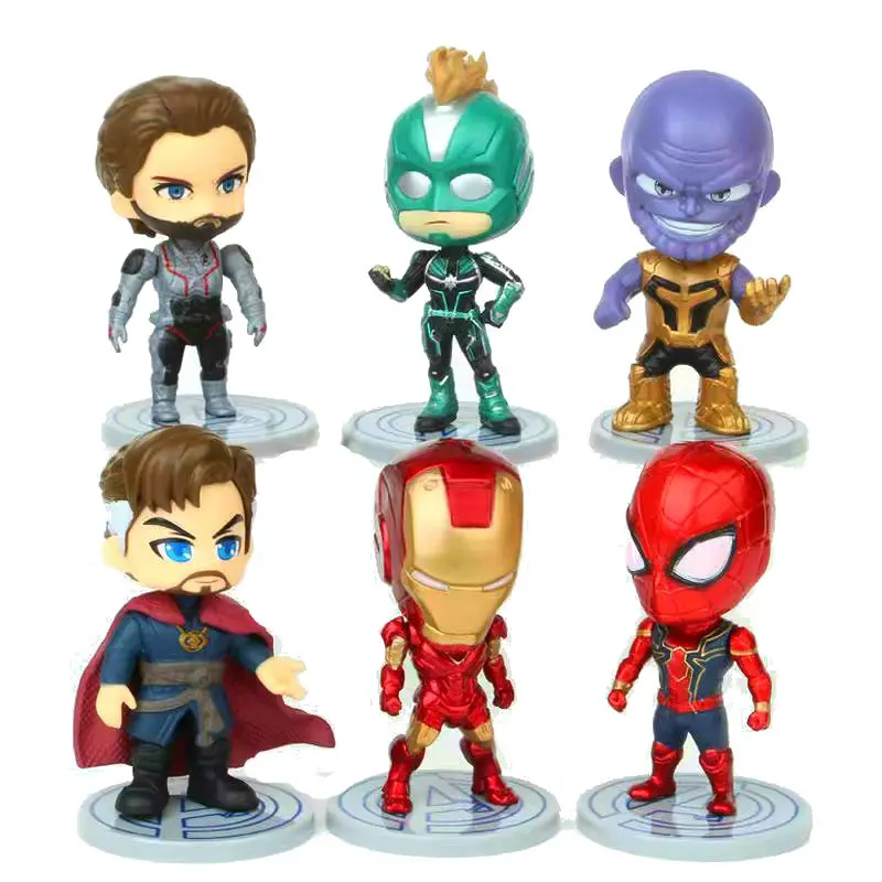 

Avengers 4 Endgame Iron Man MK50 Thanos Dr. Strange Captain America Spiderman cosbaby Action Figure Toys 6pcs/set