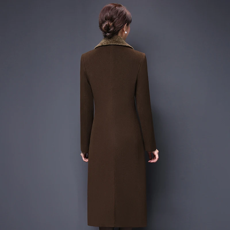 Autumn Women Wool Coat 2018 New Large size 4XL Woolen Jacket Female Long Solid Color Thick Elegant Cashmere Outerwear Coats Warm