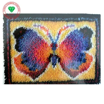 

Picture Butterfly Latch Hook Rug Kits DIY Needlework Unfinished Crocheting Rug Yarn Cushion Mat Embroidery Carpet Rug Home Decor