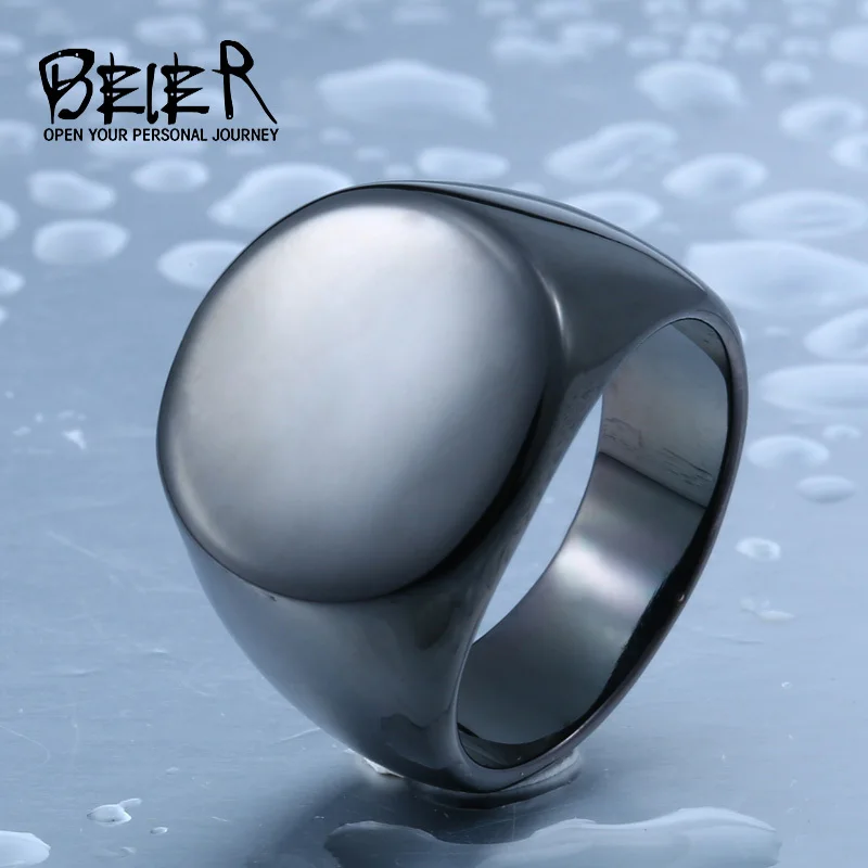 

Men's High Roundness Polished Signet Solid Fashion Man's 316L Stainless Steel Biker Unique Ring For Men BR8-403