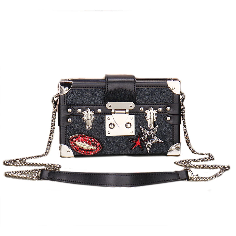 

Luxury High Quality Leather Women Box Handbag Purse Star Lipstick Design Mini Flap Shoulder CrossBody Bags Mini Evening Clutches