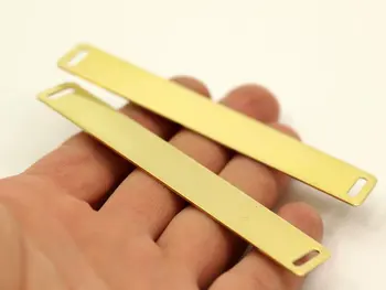 

5 Raw Brass Bracelet Blanks 2 Holes (15x100 mm) brass 012