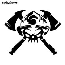 rylybons 1pcs car stickers and decals Firefighter Skull Funny Car-styling body car sticker anime 19*15cm For Benz BMW AUDI Ford