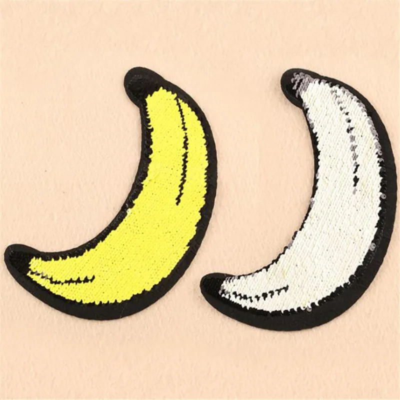 

Clothing Women Patch Reversible change color fruit up and down flip yellow sequins banana patches for clothing stranger things