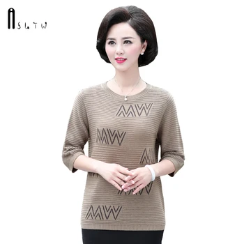 

ASLTW Sweater Women New Autumn Plus Size Half Sleeve Jumper Tops Harajuku Embroidery Thin Knitted Half Sleeve Women's Sweater