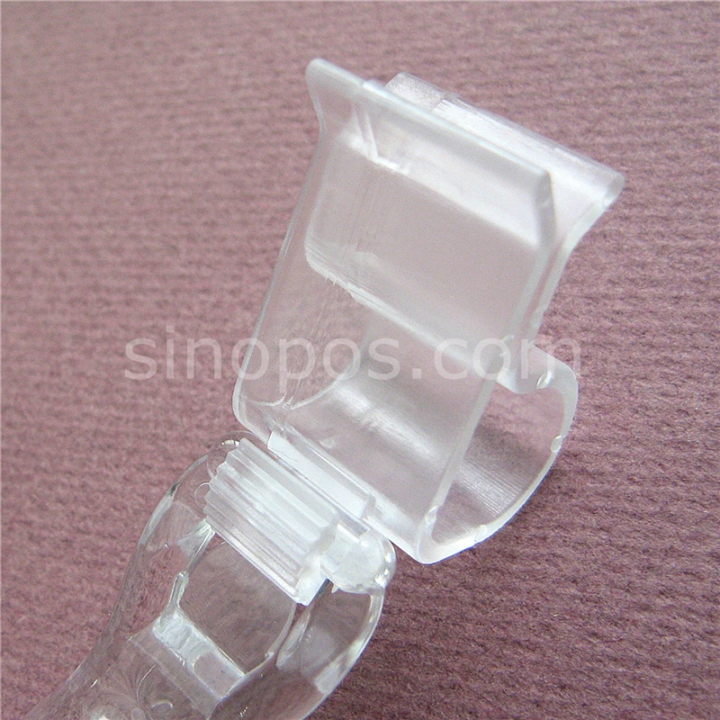 Clear Plastic Bowl Tag Holder, shelf rack bottle cup pot bin glassware price card sign ticket display shoes advertising POP clip