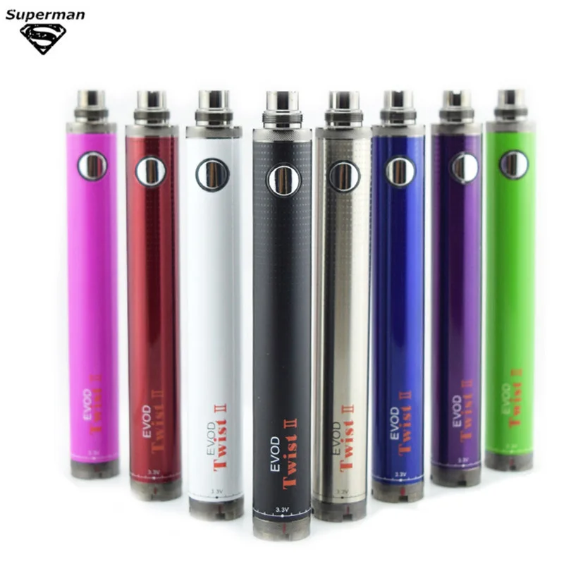 20pcs EVOD Twist II e cigarette Battery Adjustable Voltage1600mAh evod  twist 2 Big capacity  vaporizer electronic cigarette