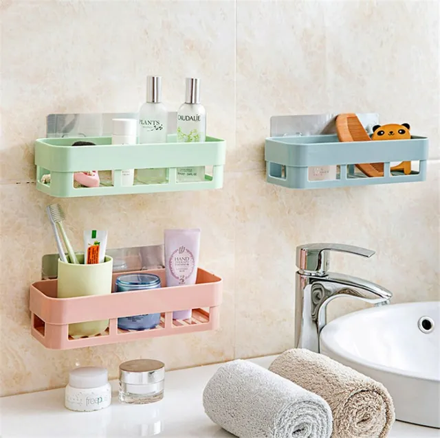 Bathroom Storage Rack Basket Box Cosmetic Self Adhesive Kitchen Bathroom Storage Rack Basket Box Cosmetic Self Adhesive Kitchen Sponge Cleaner Organizer Toilet Cooking Tools