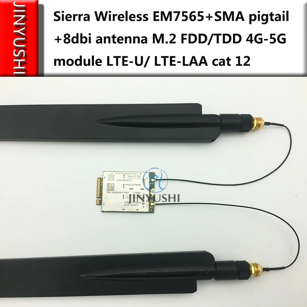 Sierra беспроводной EM7565+ SMA косичка+ 8dbi антенна M.2 FDD/TDD 4G-5G модуль LTE-U/LTE-LAA cat 12 диапазонов X16 MDM9230 чипы