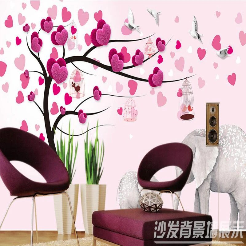 ホームセンター 3d の壁紙 3d 装飾的な壁の紙の背景の絵壁画壁紙美しいピンク愛の木 Wallpaper For Walls 3d 3d Wallpapermural Wallpaper Aliexpress