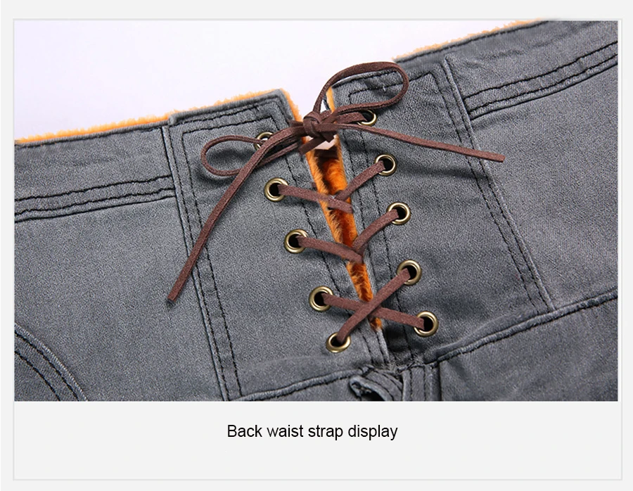 Winter Women Warm Jeans with Thicken Fleece Velvet Denim High Waist front Button back Strap Design Pencil Pants Plus Size S-6XL (35)