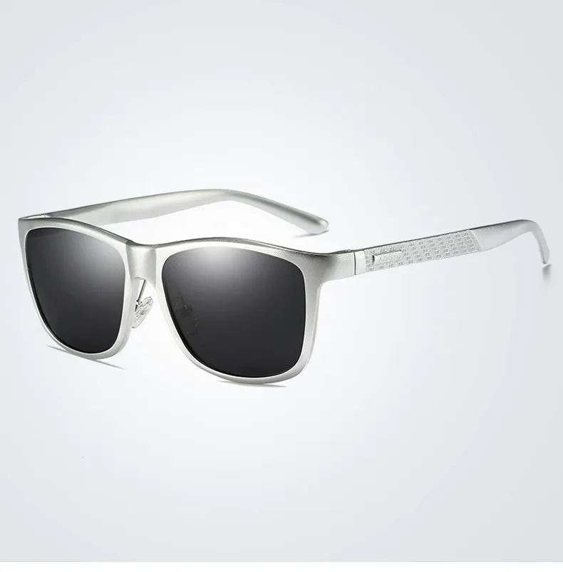 Винтажные Поляризованные солнцезащитные очки, мужские роскошные дизайнерские алюминиевые магниевые солнцезащитные очки, мужские водительские солнцезащитные очки с коробкой - Цвет линз: SilverBlack