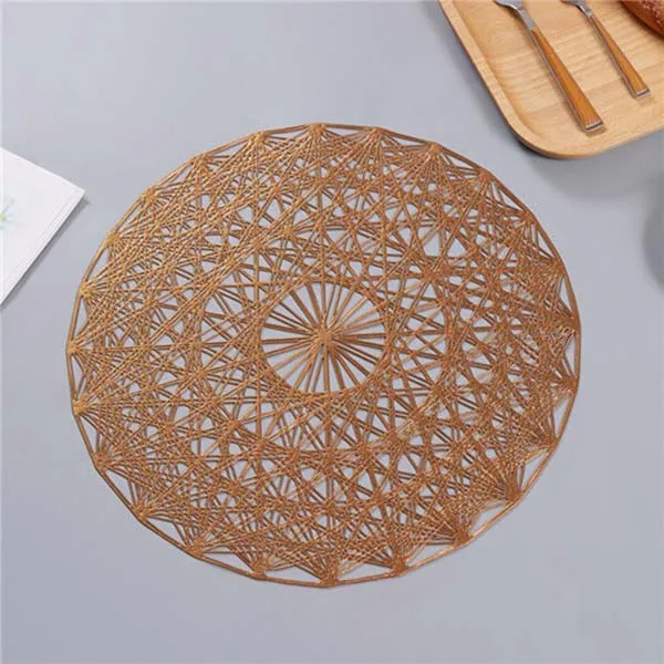 Creative Placemat For Dining Table PVC Hollow Heat-insulated Mats Rose Gold Waterproof Non-slip Coaster Pads Kitchen Appliance - Цвет: Bronze