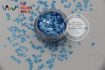 

TCP09 Solvent Resistant Pearlescent Light Blue Colors Mickey Mouse shape Glitter 4.0MM Size Glitter for nail Art makeup or DIY