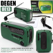 DEGEN DE13 FM SW manivela Dinamo de la energía Solar de Radio de emergencia mundial receptor de alta calidad del Tecsun PL-310ET del Panda 6200