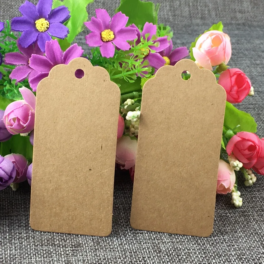 4.5x9.5cm100pcs white paper tags blank paper Label hang Scallop Kraft