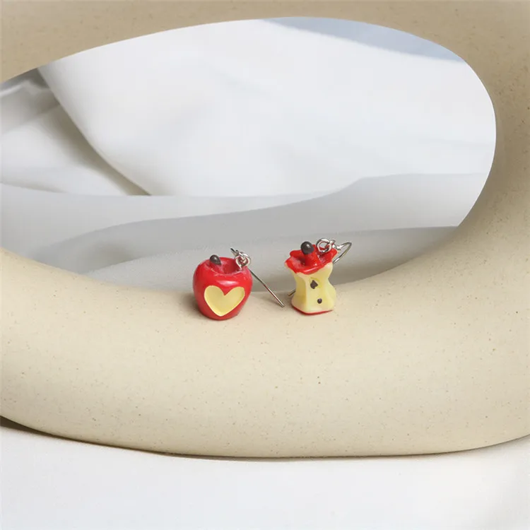 Женские креативные серьги капельки Apple Core уникальные подвесные в японском стиле