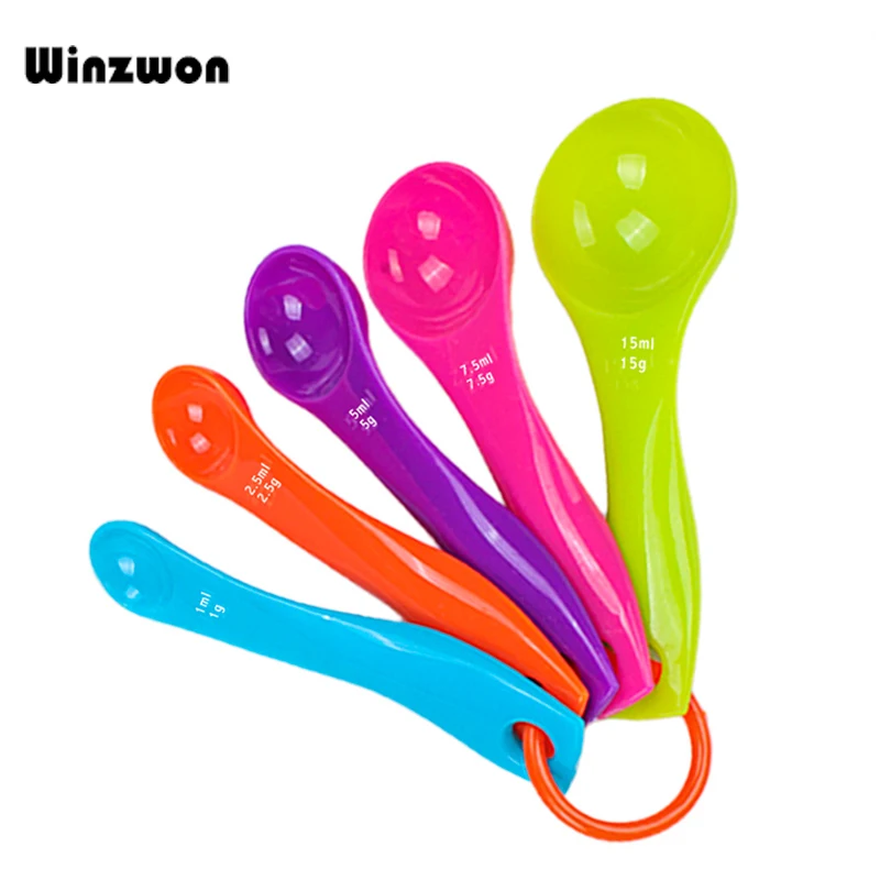 

5Pcs/set Colorful Plastic Measuring Spoon Sugar Cake Baking Spoon Easy Baking Utensil Set Cooking Tools Kitchen Accessories