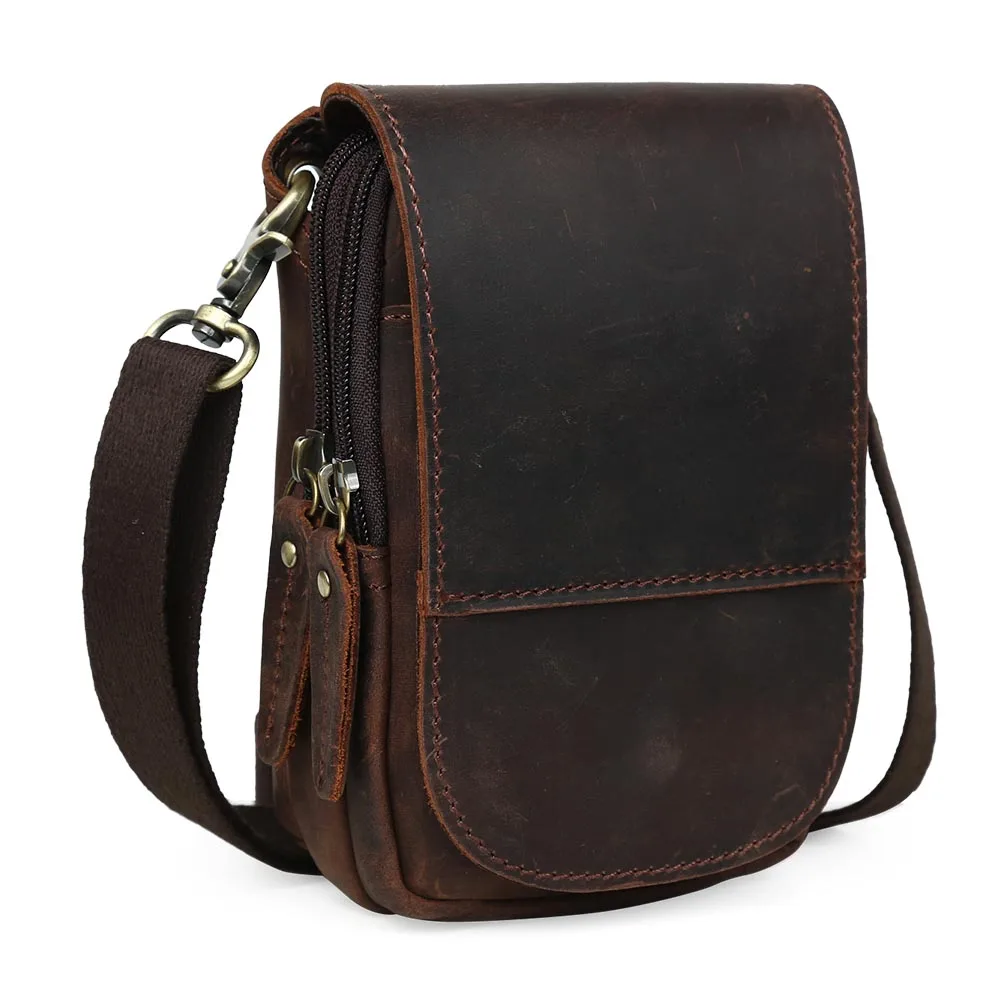 

2017 vintage retro Handmade Leather Messenger Bag Waist fanny Pack For Cell Phone Pouch Simple Case Mini original design 3150
