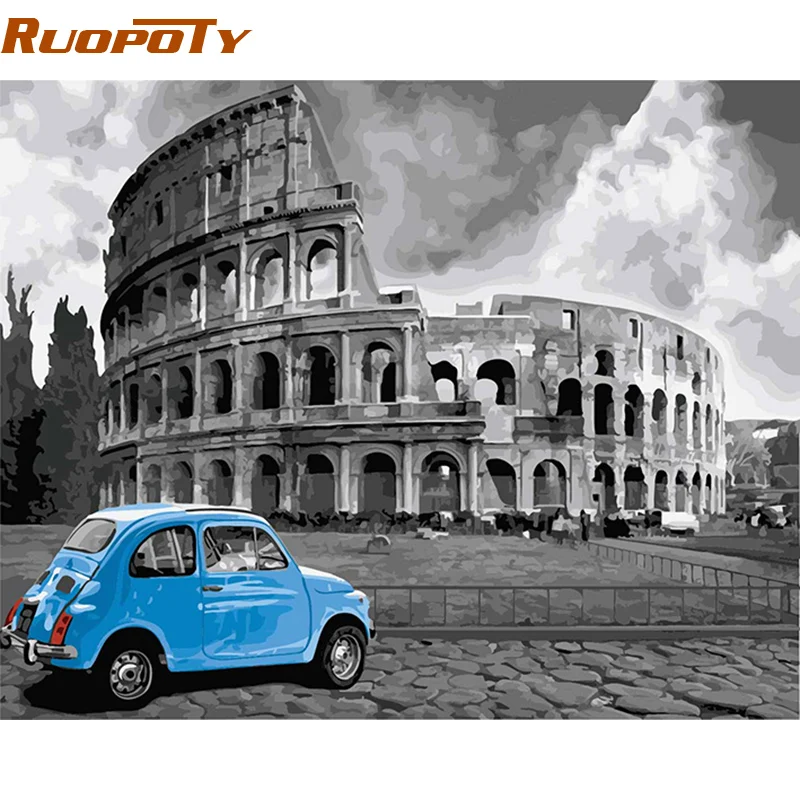 

RUOPOTY Frame Roman DIY Painting By Numbers Acrylic Paint On Canvas Modern Wall Art Picture Handpainted Oil Painting Home Art