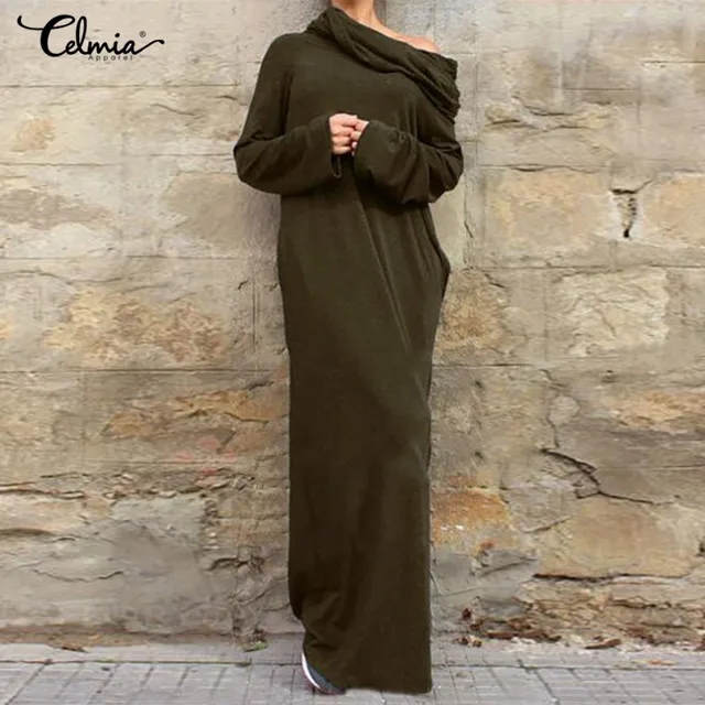 long sleeve hooded maxi dress