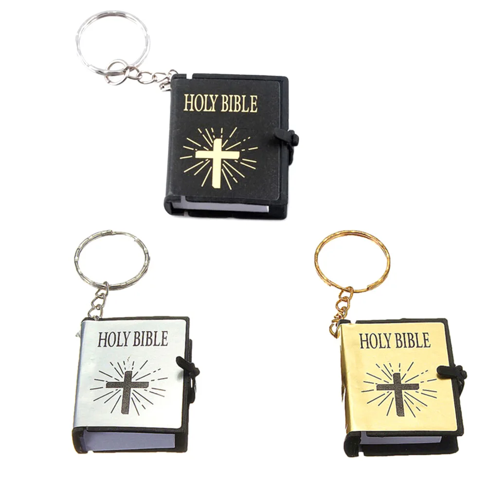 English Version Mini Religious Christian Cross Bible Keychain Key Chain