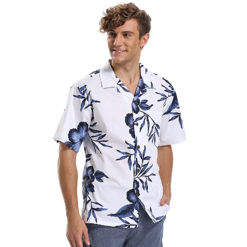 Buy Aloha Shirt For Men Plus Size White Floral Casual