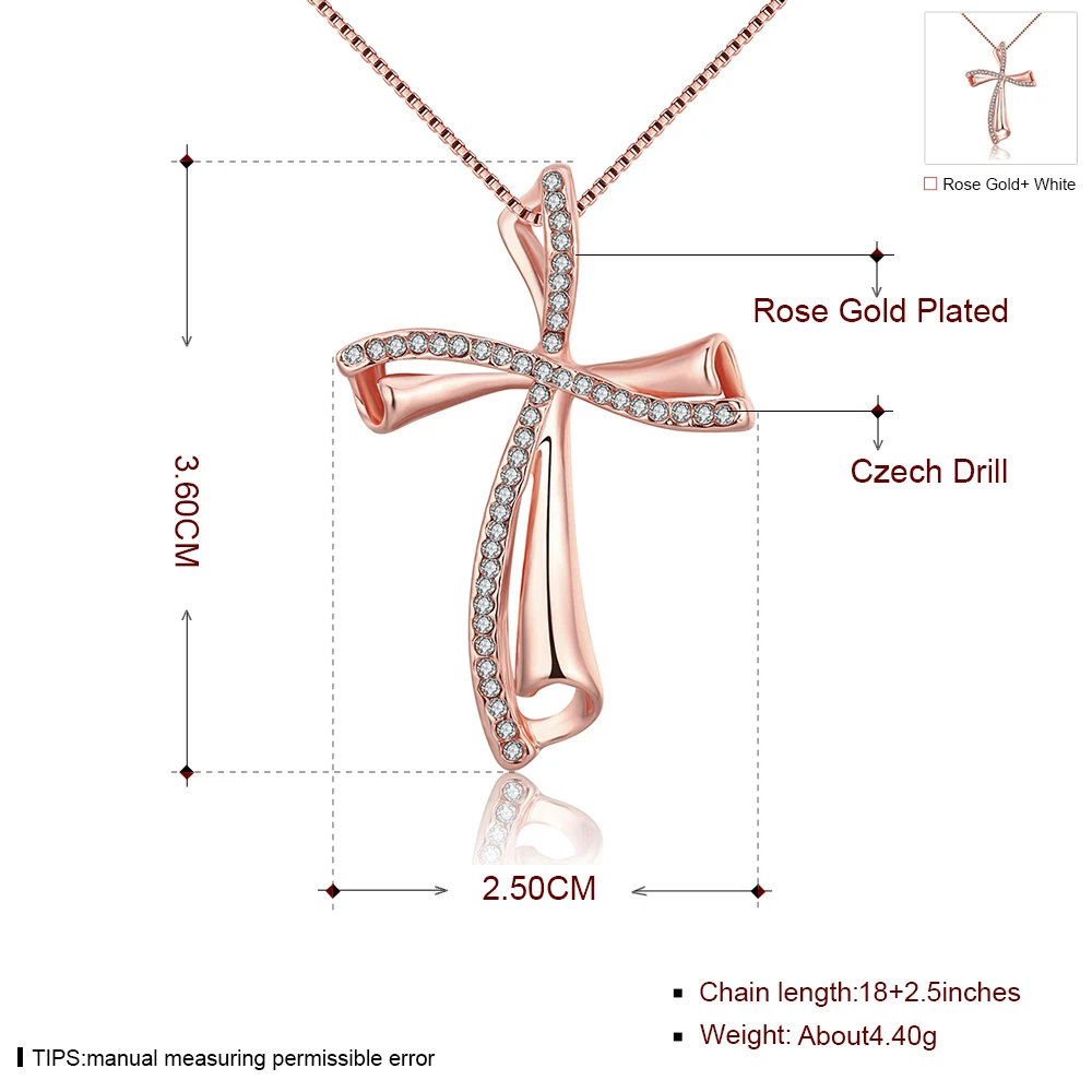Classic cross necklace for women girls gifts rose gold color jewelry Austrian Crystal fashion necklaces & pendants bijoux femme - Image 4