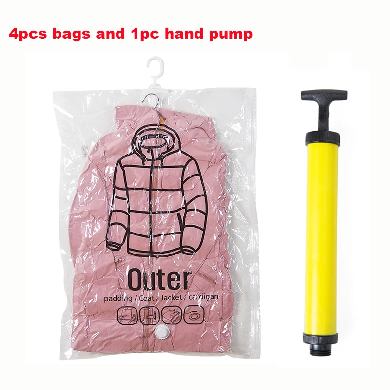 

5pcs/set Vacuum Clothes Storage Bags Foldable Compression Sacks Hangable Closet Clothing Organizer