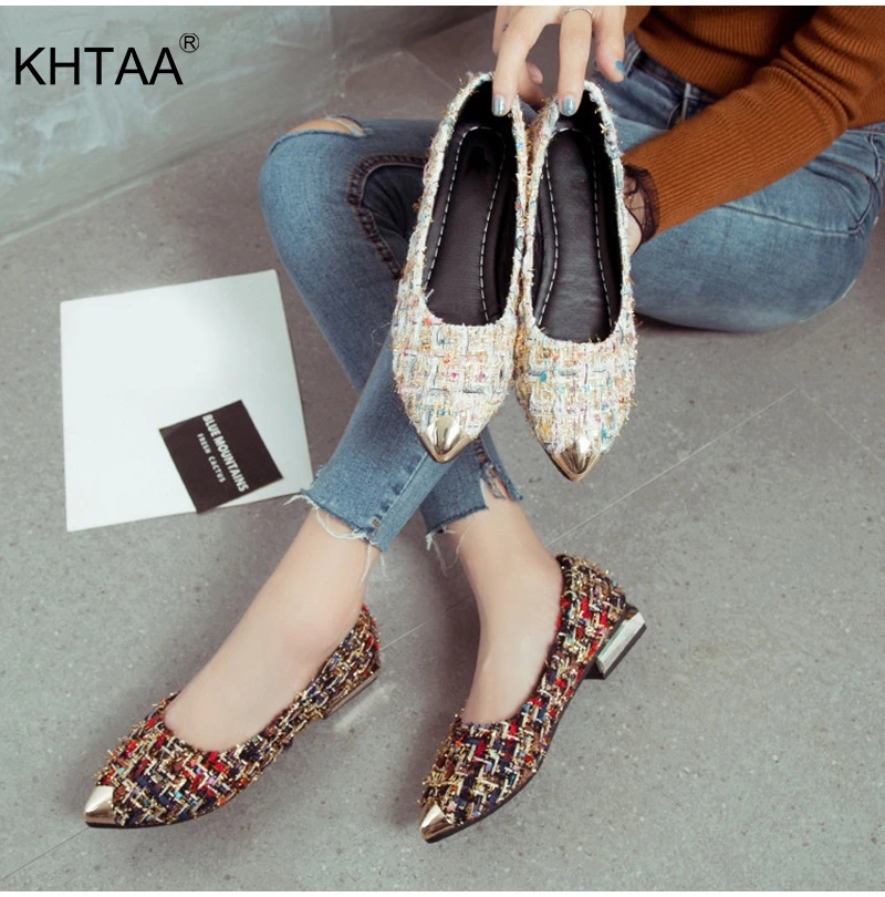 

Pointed Toe Low Heels Women's Pumps Autumn Shallow Slip On Casual Ladies Shoes Party 2018 Fashionable Korean Female Footwear