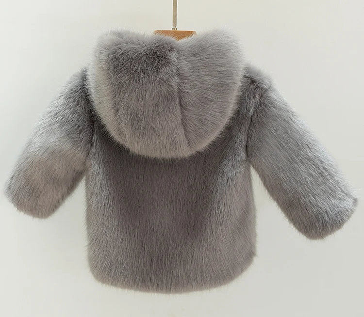 Детская шуба из искусственного меха с капюшоном и длинным рукавом|girls faux fur