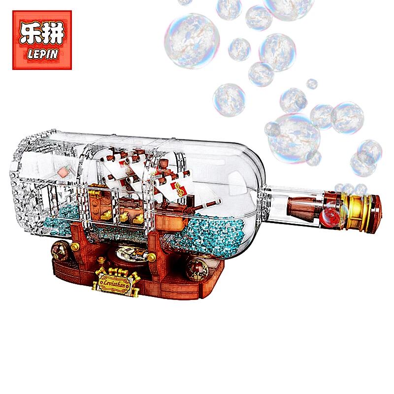 

LEPIN 16051 Creative Pirates of the Caribbean Pirates Series LegoINGlys 21313 ship in the bottle Mode Building Blocks Bricks