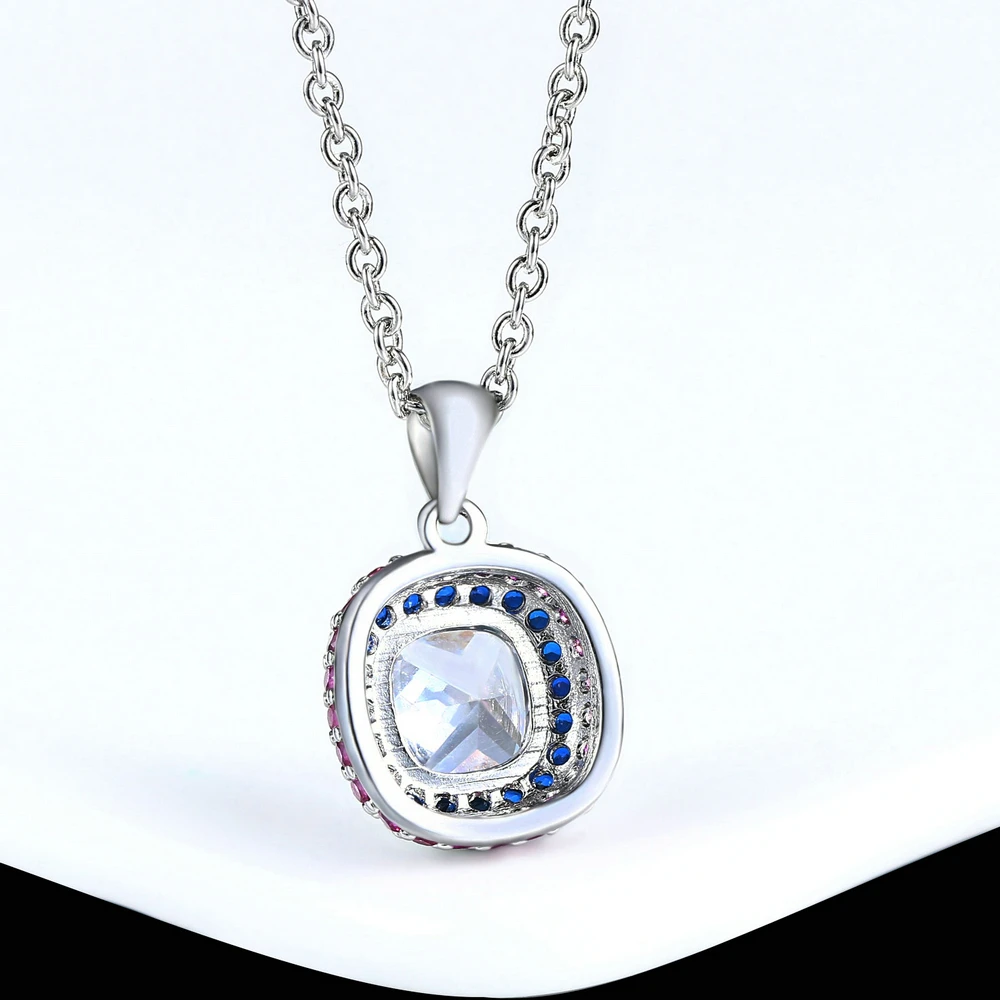 Double Fair White Gold Pendant Necklace For Women Birthday Gift Cubic Zirconia Link Chain Necklaces Jewelry Wholesale DZN001