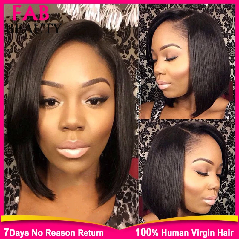 

Short Human Hair Bob Wigs For Black Women Side Part Lace Front Human Hair Wig Virgin Brazilain Full Lace Bob Wigs Free Shipping